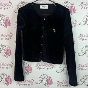 Juicy Couture cardigan diamond buttons rare  Black Velvet Button-Up Jacket